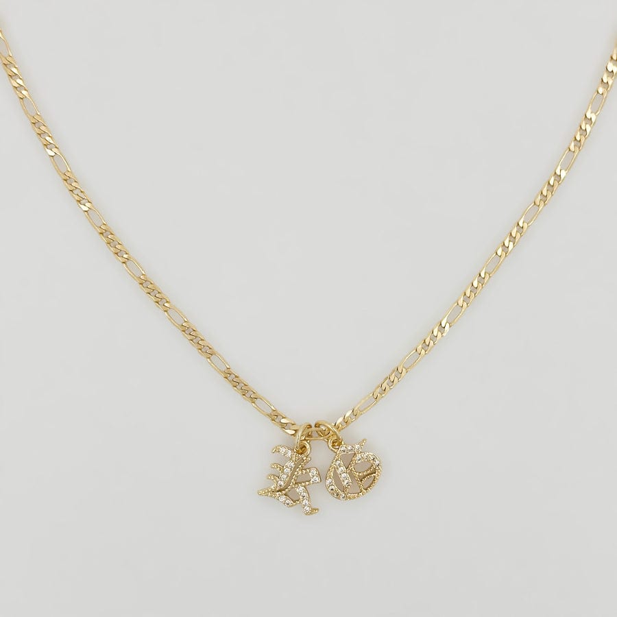 Old English Initial Necklace - Single or Double