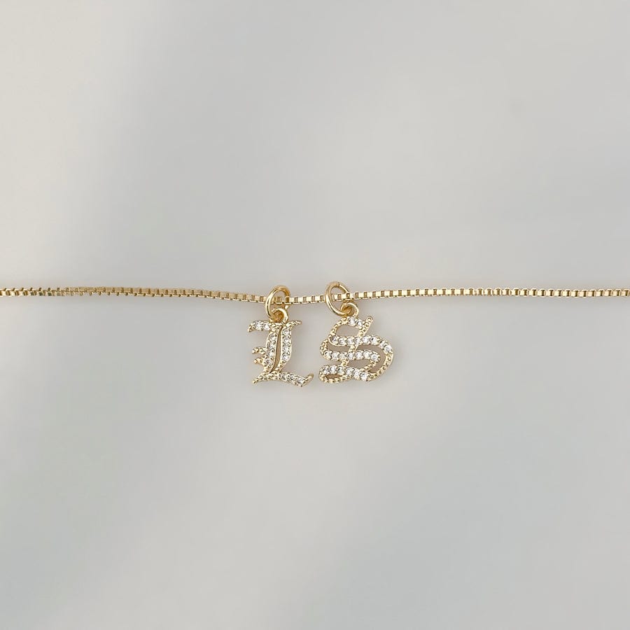 Old English Initial Necklace - Single or Double