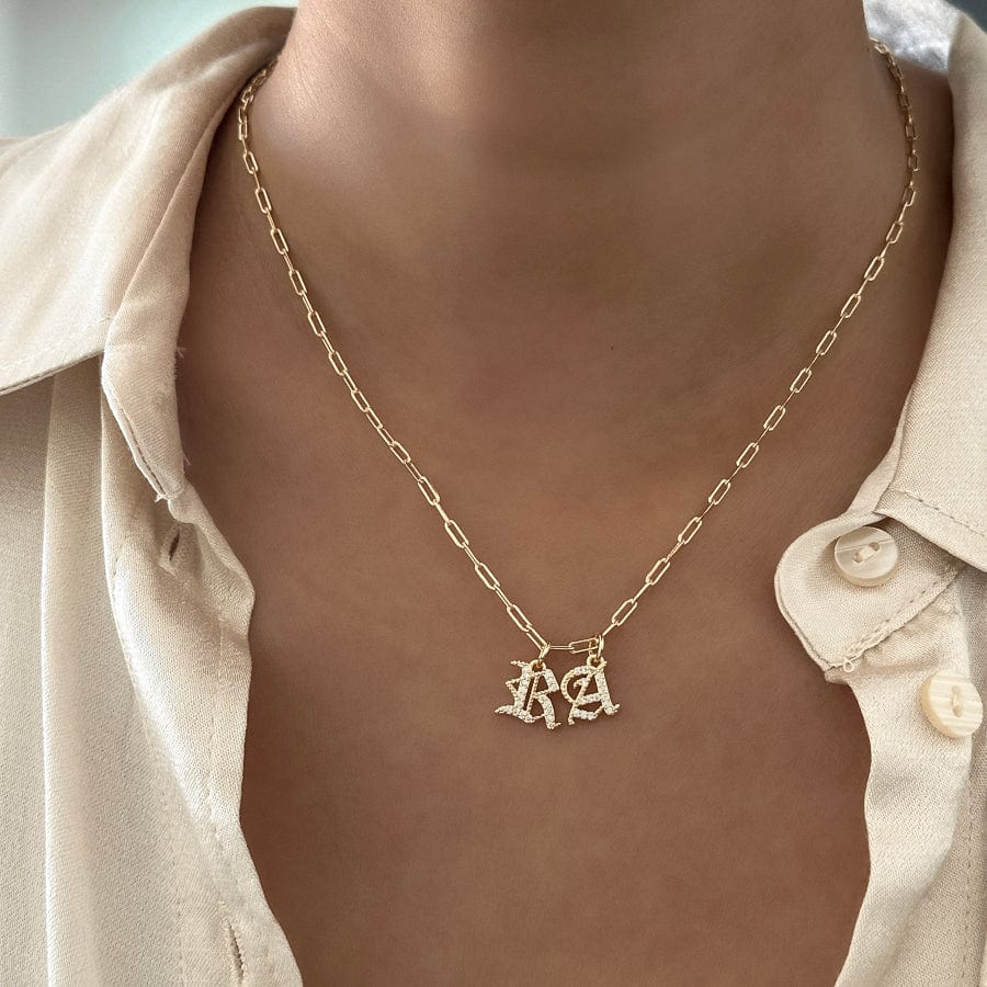 Old English Initial Necklace - Single or Double